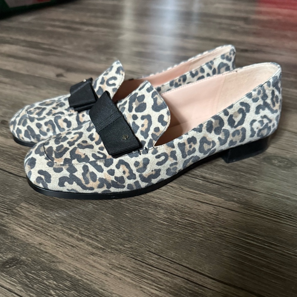 Kate Spade Daphne Leopard Print Loafers with Black Bow